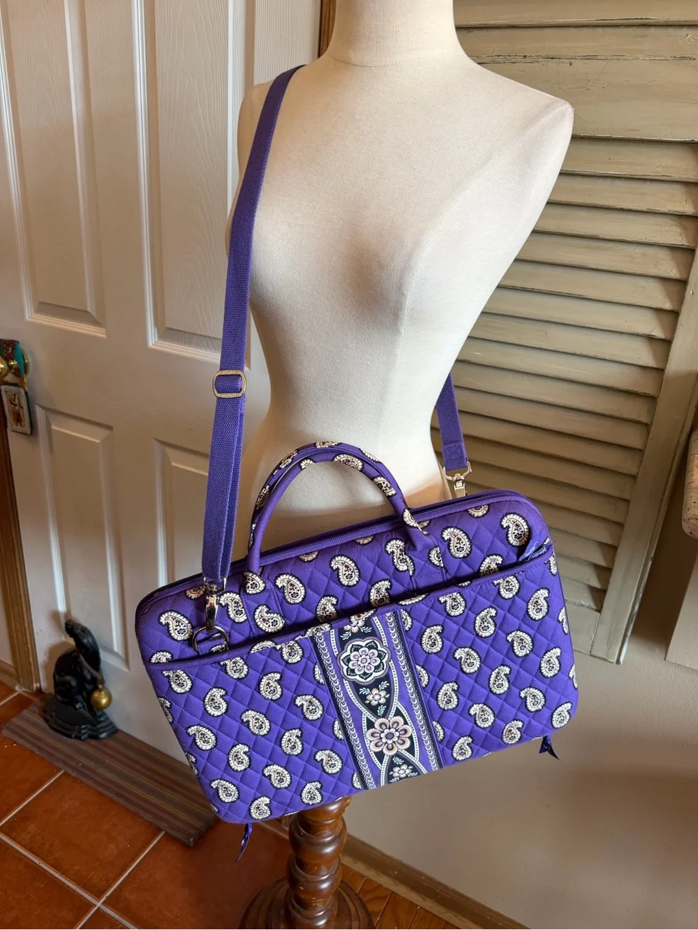 Vera Bradley Purple Paisley Quilted Laptop Bag
